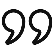 Quotation mark symbol on black background.